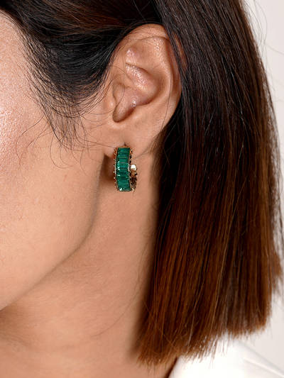 Joker & Witch Ula Hoop green Stone Earrings