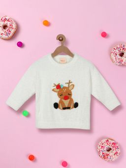 Nautinati - Girls Conversational Self Design Pure Acrylic Sweater