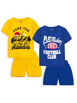 Trampoline - Boys Multi-Color Printed Regular Fit T-Shirts & Shorts (Pack of 2)