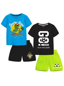 Trampoline - Boys Multi-Color Printed T-Shirts & Shorts (Pack of 2)