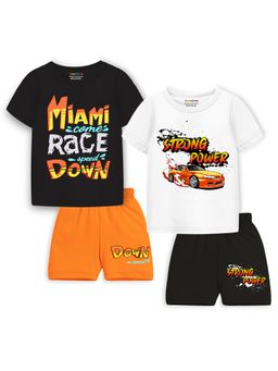 Trampoline - Boys Multi-Color Text Printed T-Shirts & Shorts (Pack of 2)