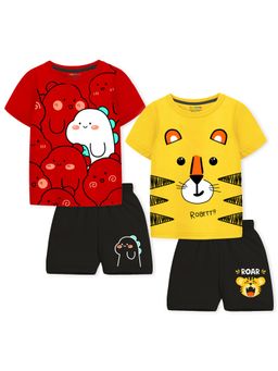 Trampoline - Boys Multi-Color Roar Printed T-Shirts & Shorts (Pack of 2)