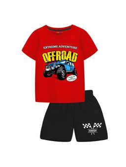 Trampoline - Boys Red Truck Printed T-shirt & Shorts