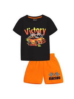 Trampoline - Boys Black Victory Car Printed T-shirt & Shorts