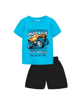 Trampoline - Boys Blue Monster Truck Printed T-shirt & Shorts