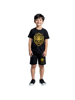 Trampoline - Boys Black Lion Printed T-shirt & Shorts