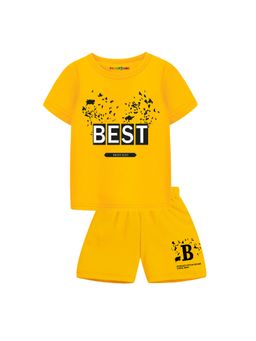 Trampoline - Boys Yellow Best Printed T-shirt & Shorts