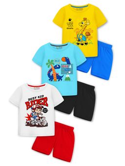 Trampoline - Boys Multi-Color Giraffe Printed T-shirts & Shorts (Pack of 3)