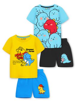 Trampoline - Boys Multi-Color Dino Saur Printed T-Shirts & Shorts (Pack of 2)