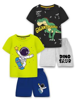 Trampoline - Boys Dino Saur & Space Theme Printed T-Shirts & Shorts (Pack of 2)