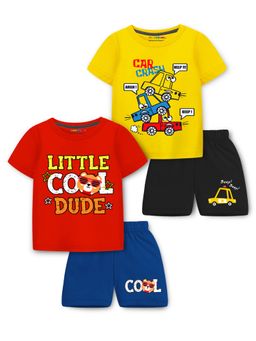 Trampoline - Boys Car & Little Cool Dude Printed T-Shirts & Shorts (Pack of 2)