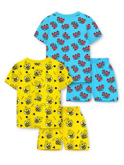Trampoline - Girls Multi-Color Truck Printed T-Shirts & Shorts (Pack of 2)
