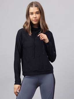 Fitkin - Women Navy Blue Self Design Sweat Top