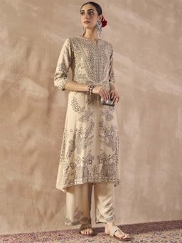 Indo Era - Beige Floral Kurta and Pant