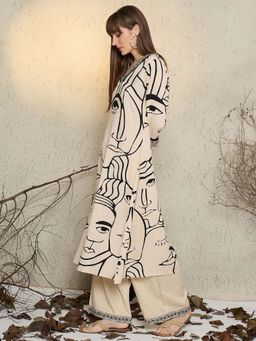 Indo Era - Cream Abstract Kurta and Pant