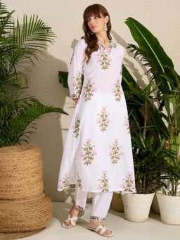 Indo Era - White Floral Kurta and Pant