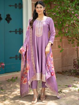 Indo Era - Lavender Floral Kurta with Pant and Dupatta