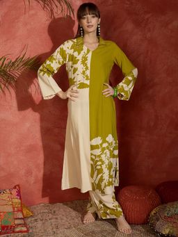 Indo Era - Green Floral Kurta and Palazzo