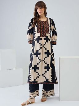Indo Era - Cream Printed Kurta and Palazzo