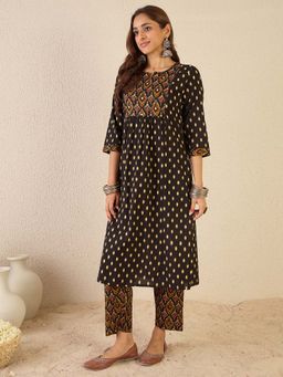 Indo Era - Black Printed Kurta and Pant