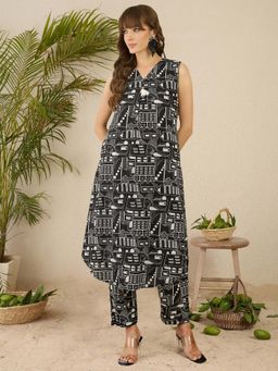 Indo Era - Black Abstract Kurta and Pant