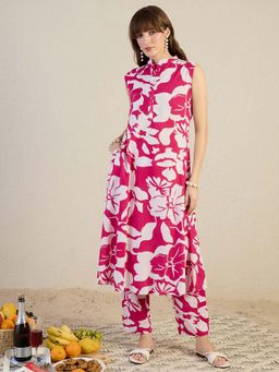 Indo Era - Pink Floral Kurta and Pant