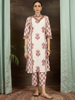 Indo Era - White Floral Kurta and Pant