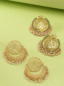 Zaveri Pearls - Combo Of 2 Gold Tone Traditional Dangle Earrings