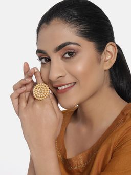 Zaveri Pearls - Gold Tone Wedding Collection Pearls Adjustable Finger Ring-ZPFK10131