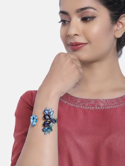 Zaveri Pearls - Blue Crystal Shine Stones Party Bling Contemporary Bracelet-ZPFK10328