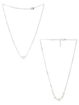Zaveri Pearls - Silver Tone Contemporary Pearl Chains (Set of 2)-ZPFK10518