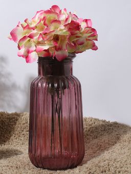 Bonhomie - Yellow & Pink Hydrangea Ombre Faux Decorative Flower Bouquet Pack of 2