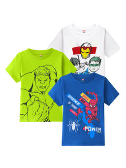 Kuchipoo - Marvel Multi-Color Boys Half Sleeves Regular Fit Cotton T-Shirt (Pack Of 3 )
