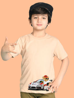 Nusyl - Beige Printed Regular Fit T-Shirt