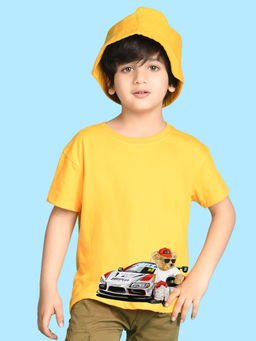 Nusyl - Yellow Printed Regular Fit T-Shirt