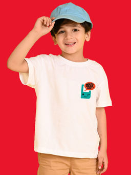Nusyl - White Printed Regular Fit T-Shirt
