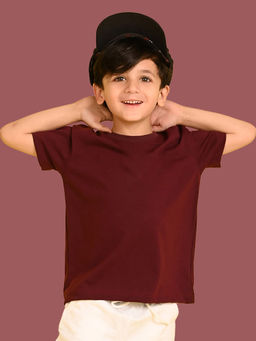 Nusyl - Maroon Printed Regular Fit T-Shirt