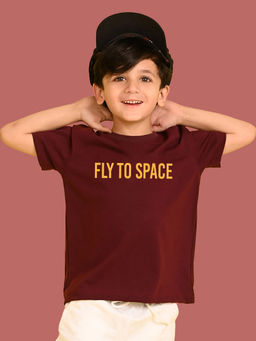 Nusyl - Maroon Printed Regular Fit T-Shirt