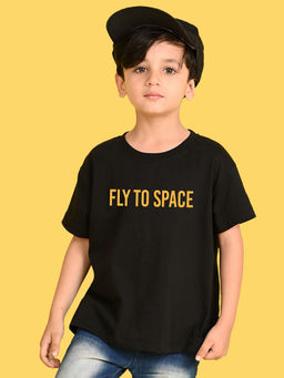 Nusyl - Black Printed Regular Fit T-Shirt