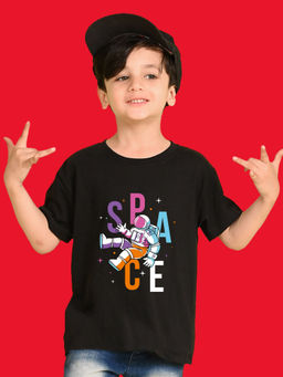 Nusyl - Black Printed Regular Fit T-Shirt