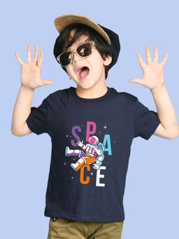 Nusyl - Navy Blue Printed Regular Fit T-Shirt