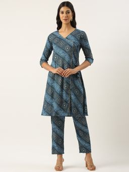 Ethnovog - Multi-Color Rayon Printed Kurta Pant (Set of 2)