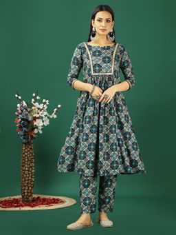 Ethnovog - Multi-Color Printed Viscose Kurta With Pant (Set of 2)