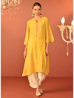 Lakshita - Women Yellow Long Printed Viscose Kurta