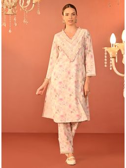 Lakshita - Lavender Printed Kurta And Pant (Set of 2)