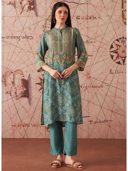 Lakshita - Green Printed Shantoon Kurta And Pant (Set of 2)