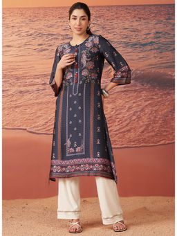 Lakshita - Women Grey Printed Satin Kurta