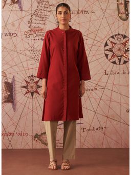 Lakshita - Women Red Monochrome Lyocell Kurta