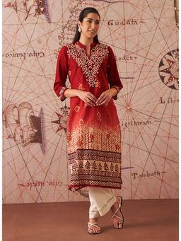 Lakshita - Women Red Printed Cotton Kurta