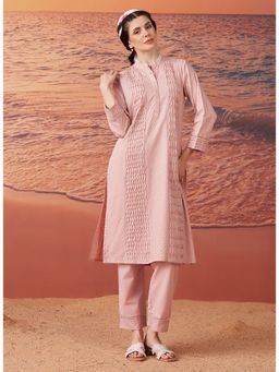 Lakshita - Soft Pink Monochrome Cotton Kurta And Pant (Set of 2)